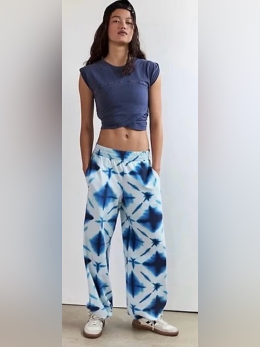 NEW Free People Movement M Hot Shot Crossover Set Shibori Tie Dye Navy Blue NWOT